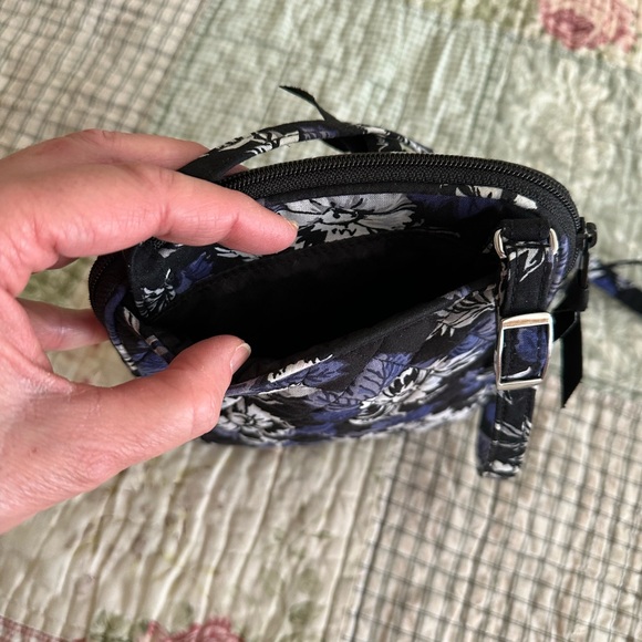 Vera Bradley Mini Hipster Black and Purple Floral Crossbody Bag - Picture 7 of 10